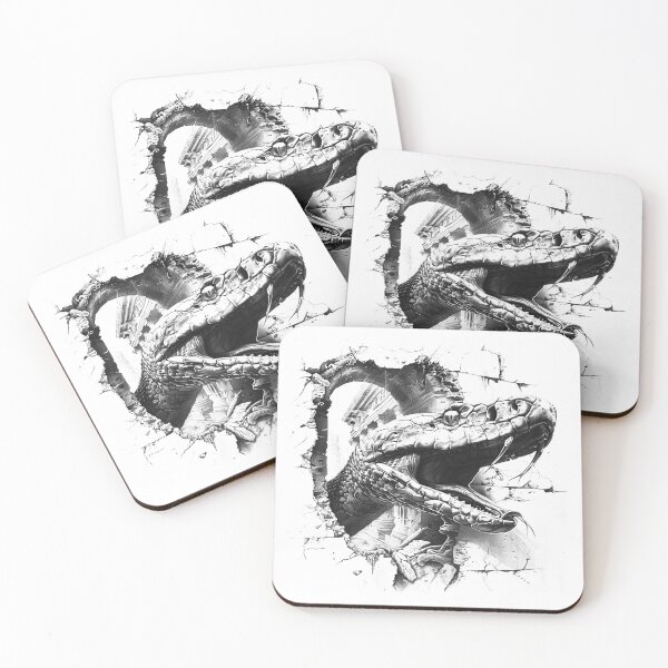 Item preview, Snake Breaking Through Wall Black and White Gothic Tattoo Style Design designed and sold by inkoutninja.