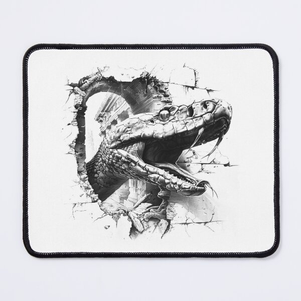 Item preview, Snake Breaking Through Wall Black and White Gothic Tattoo Style Design designed and sold by inkoutninja.