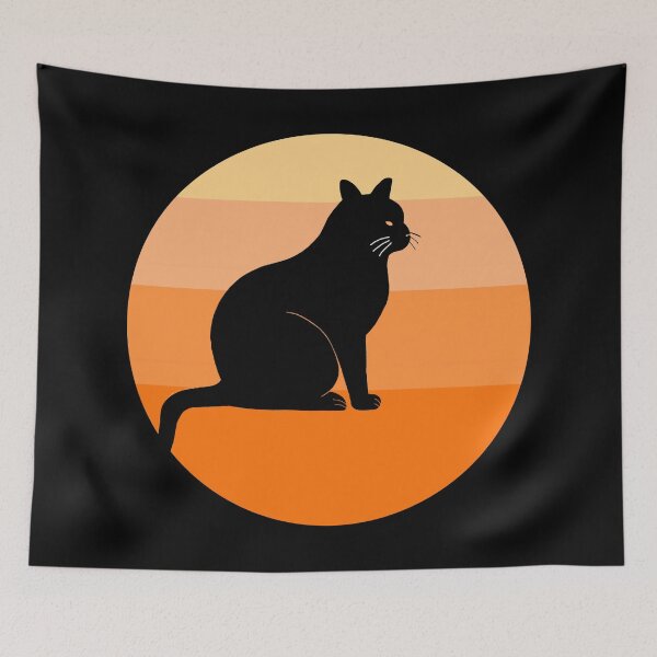 Artikelvorschau, Silhouette einer orangefarbenen Sonnenkatze entworfen und verkauft von GraycieBlue.
