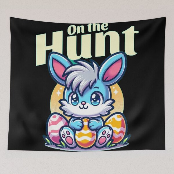 Item preview, On the Hunt - Cute Kawaii Easter Bunny and Eggs designed and sold by GenZFashion000.