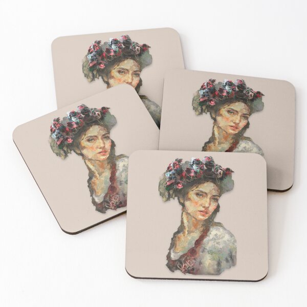 Item preview, Spring Maiden Textured Mixed Media Portrait with Floral Crown designed and sold by Dariia Zhyrova.