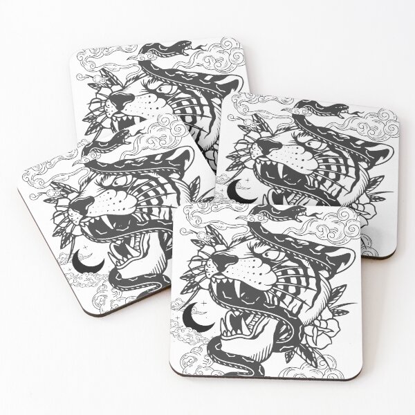 Item preview, Fierce Tiger Snake Japanese Tattoo Style designed and sold by yuki-hana.