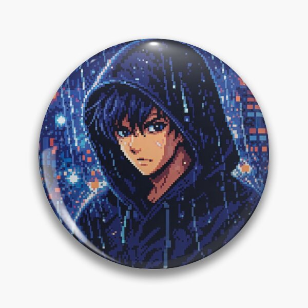 Item preview, Sad Anime Boy in Neon Rain – Cyberpunk Pixel Aesthetic designed and sold by EchoWave11.