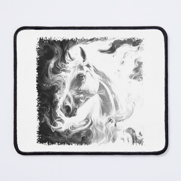 Item preview, Ethereal White Horse Black and White Fantasy Smoke Art Design designed and sold by inkoutninja.