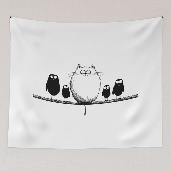Item preview, Cat on a wire with the birds designed and sold by Type2Design.