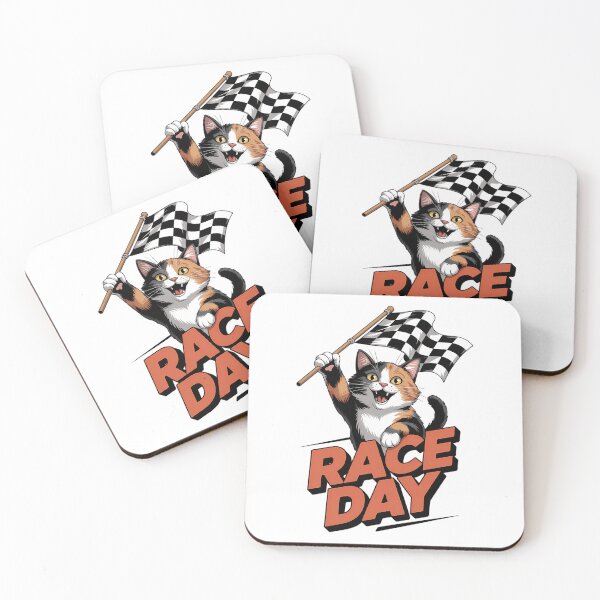 Item preview, Race Day Car Racing Cat Checkered Flag designed and sold by HellD3vil-Art.