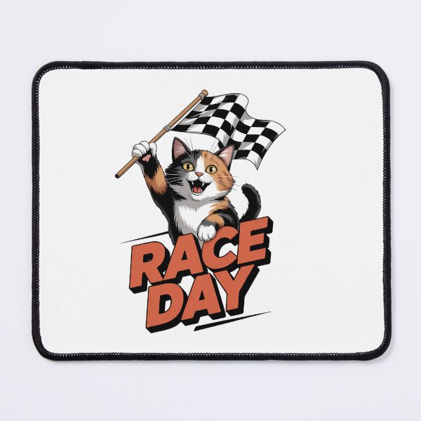 Item preview, Race Day Car Racing Cat Checkered Flag designed and sold by HellD3vil-Art.
