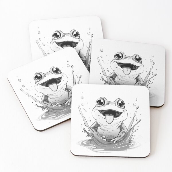 Item preview, Cute Frog Splash Black and White Cartoon Animal Design designed and sold by inkoutninja.