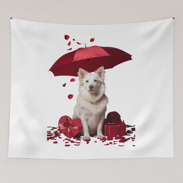 Item preview, Valentines Day White German Shepherd Umbrella Heart Puppy designed and sold by HellD3vil-Art.