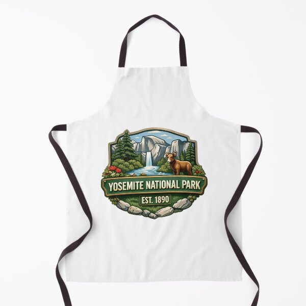 Item preview, Yosemite National Park Vintage Badge Waterfall and Deer Nature Art designed and sold by SasquatchTrail.