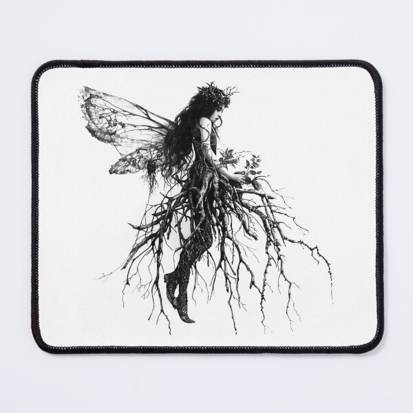 Item preview, Dark Forest Fairy Black and White Gothic Botanical Fantasy Design designed and sold by inkoutninja.