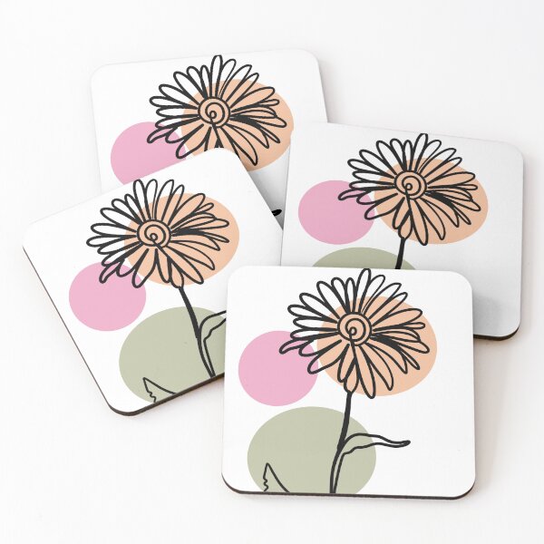 Item preview, Minimalist Continuous Line Art Daisy Flower with Circles designed and sold by LauPo.