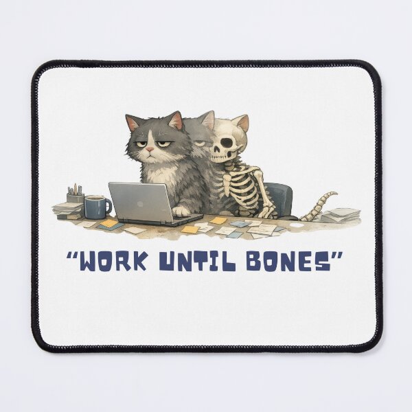 Item preview, Funny Skeleton Cat Work Until Bones  designed and sold by Mr. Pawsome.