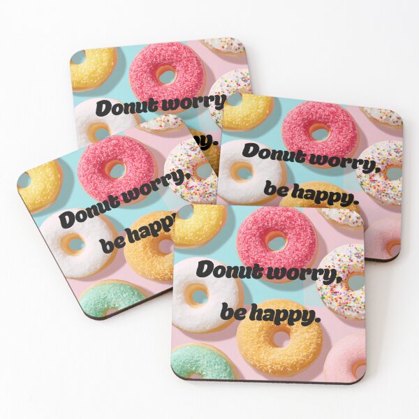 Item preview, Donut Worry, Be Happy – Colorful Icing Donuts Illustration designed and sold by BobaBunny76.