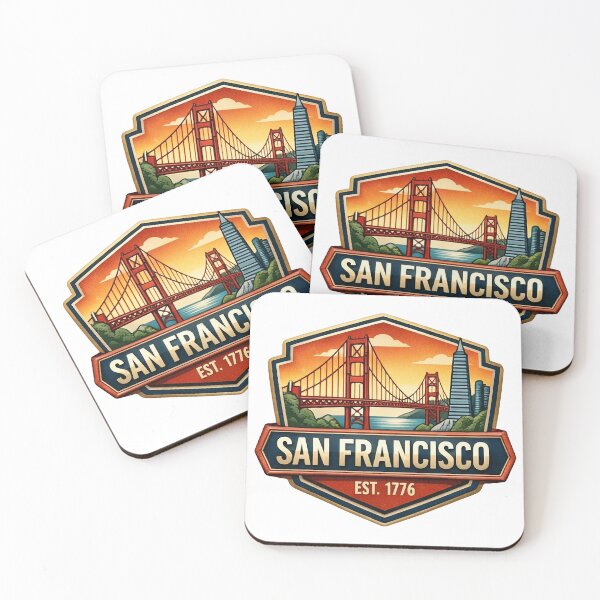 Item preview, San Francisco Est 1776 Vintage Badge Golden Gate Bridge Coastal Art designed and sold by SasquatchTrail.