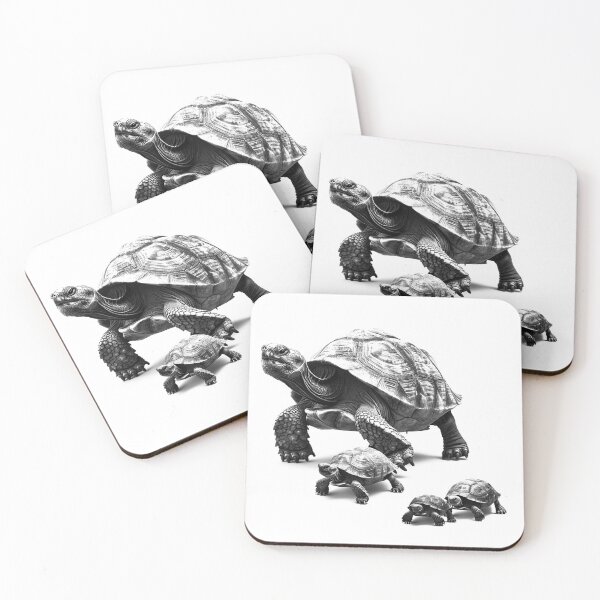 Item preview, Tortoise Family Black and White Wildlife Animal Design designed and sold by inkoutninja.