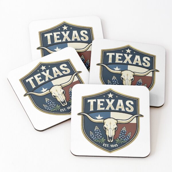 Item preview, Texas Est 1845 Vintage Badge Longhorn Skull and Bluebonnets Art designed and sold by SasquatchTrail.