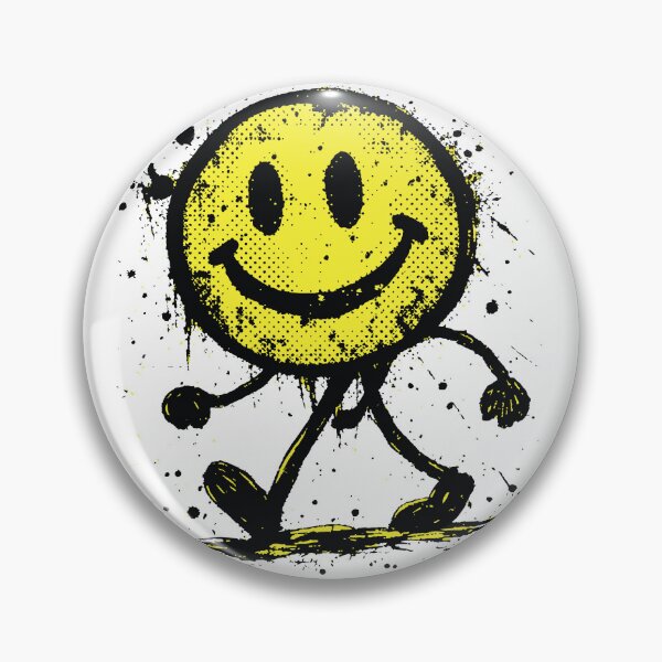 Item preview,  A raw vintage-inspired smiley character built from imperfect halftone dots, combined with simple stick figure arms and legs in a playful doodle style. designed and sold by Dejbar.