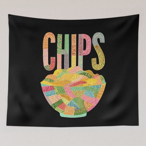 Item preview, Bowl of Chips Word Art Style Illustration designed and sold by BobaBunny76.
