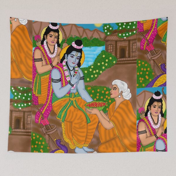 Item preview, Lord Rama and Shabri Devotional Design – Ramayana Sacred Moment Art designed and sold by Harshit_Digital_Arts.