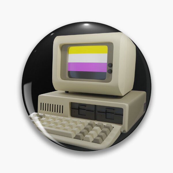 Item preview, 80s Computer (Nonbinary Pride Flag) designed and sold by Marching Ants Sticker Company.
