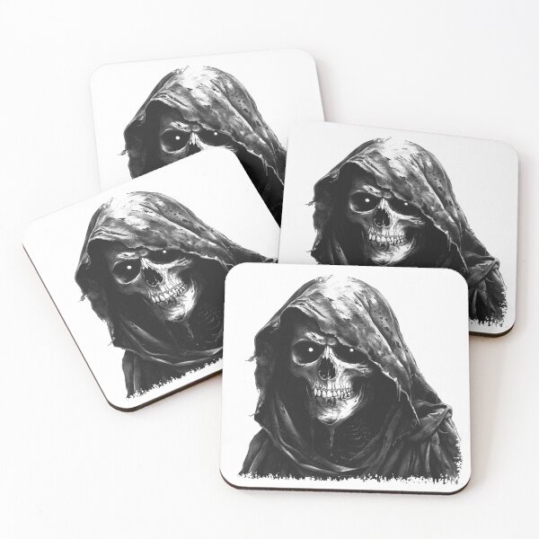 Item preview, Hooded Skull Black and White Grim Reaper Gothic Design designed and sold by inkoutninja.