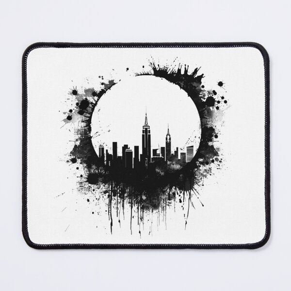 Item preview, New York City Skyline Black and White Urban Grunge Circle Design designed and sold by inkoutninja.