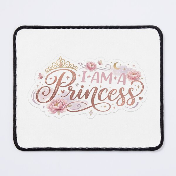 Item preview, ? Claim Your Crown: 'I AM A PRINCESS' Floral Rose Gold Sticker! designed and sold by wildbest.
