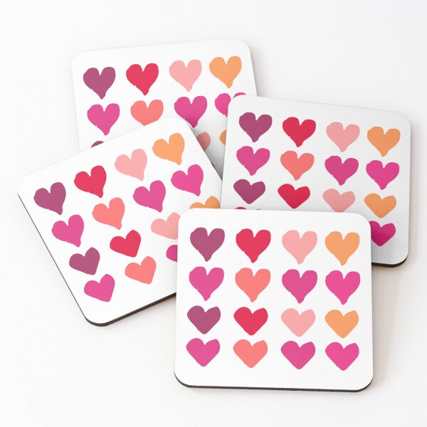 Item preview, Colorful Heart Pattern – Cute Love Hearts in Pink, Red & Orang designed and sold by Snacky Paws.