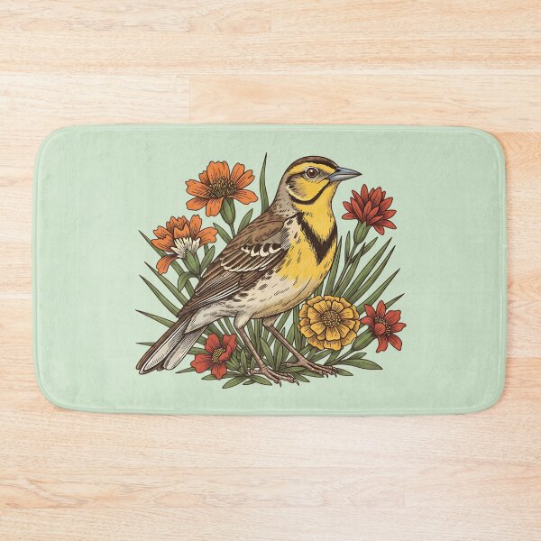 Item preview,  Western Meadowlark With Wildflowers Botanical Bird Illustration designed and sold by BirdsnStuff.