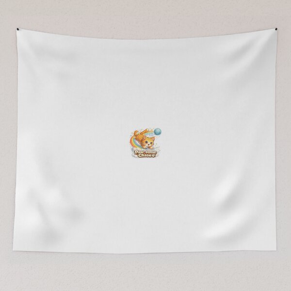 Item preview, Paw-some Chase – Chibi Orange Cat Rainbow Yarn Sticker ??? designed and sold by SparkVault.