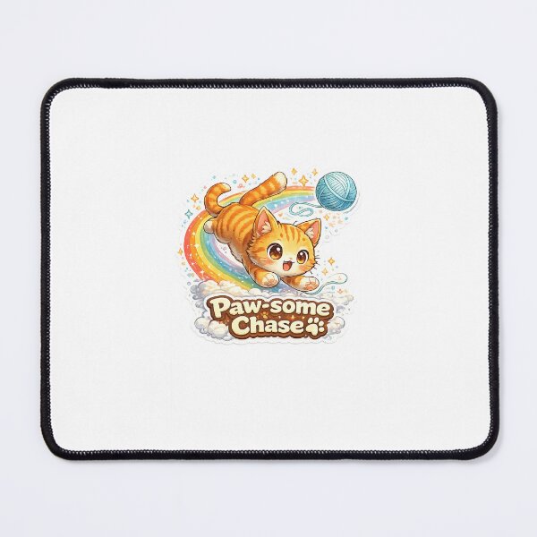 Item preview, Paw-some Chase – Chibi Orange Cat Rainbow Yarn Sticker ??? designed and sold by SparkVault.