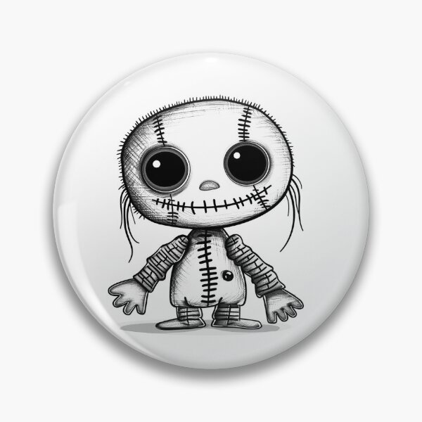 Item preview, Cute Stitched Doll Black and White Creepy Kawaii Gothic Design designed and sold by inkoutninja.