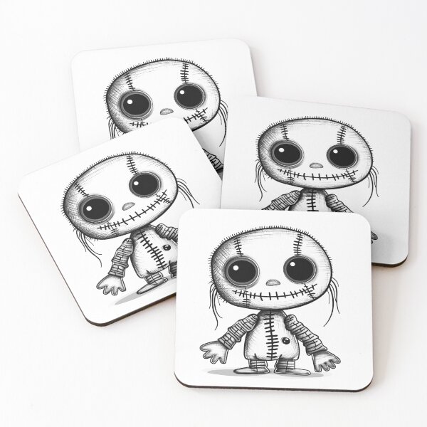 Item preview, Cute Stitched Doll Black and White Creepy Kawaii Gothic Design designed and sold by inkoutninja.