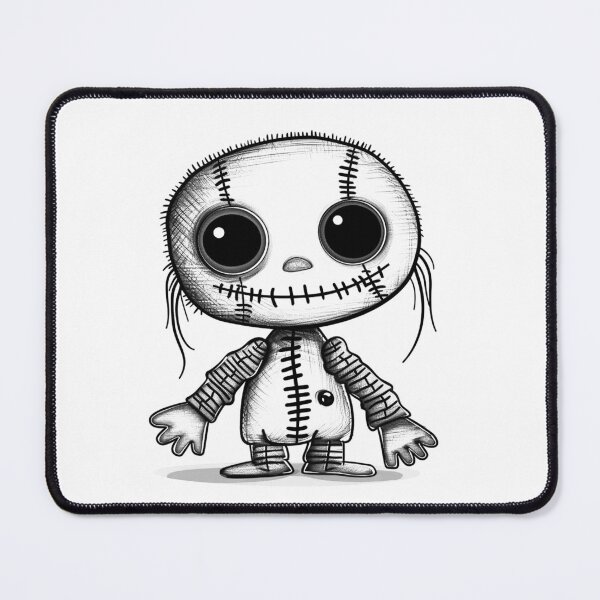 Item preview, Cute Stitched Doll Black and White Creepy Kawaii Gothic Design designed and sold by inkoutninja.