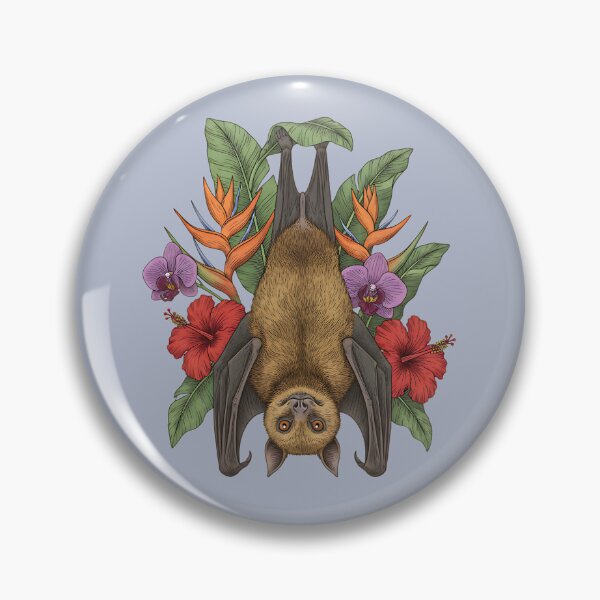 Item preview, Flying Fox Fruit Bat Hanging Among Vibrant Tropical Florals designed and sold by BirdsnStuff.