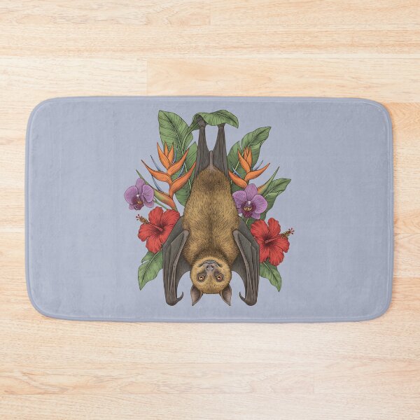 Item preview, Flying Fox Fruit Bat Hanging Among Vibrant Tropical Florals designed and sold by BirdsnStuff.