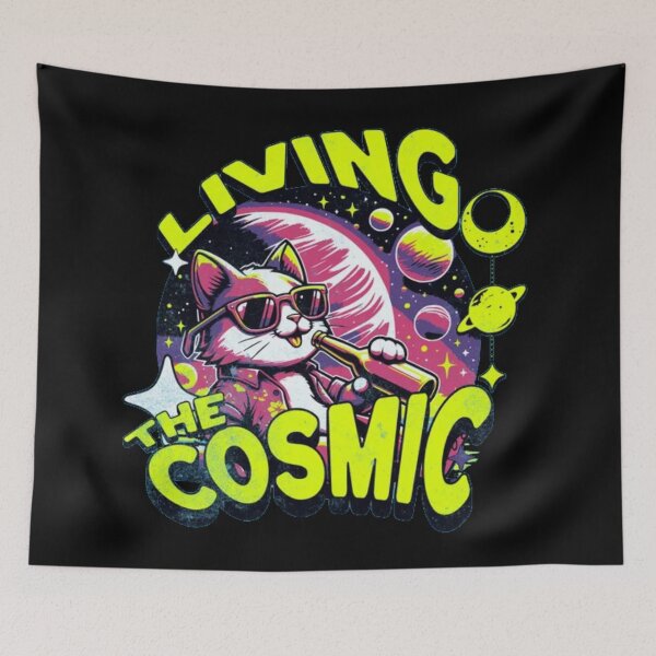 Item preview, Living The Cosmic - Cool Retro Space Cat In Sunglasses designed and sold by GenZFashion000.