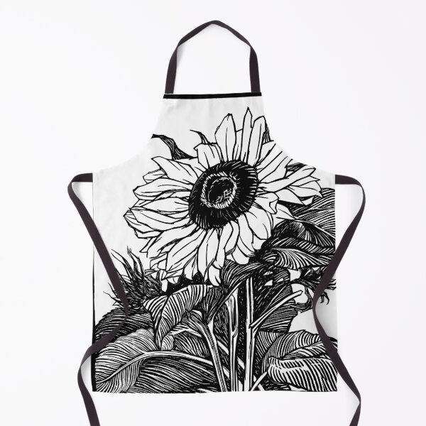 Item preview, A big black and white sunflower with leaves and bushes artwork designed and sold by GulDesigns.