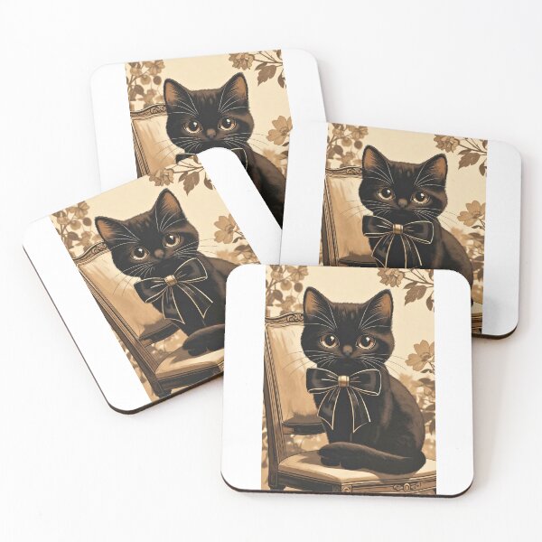 Item preview, セピアの黒猫とリボン designed and sold by nyankojikan.
