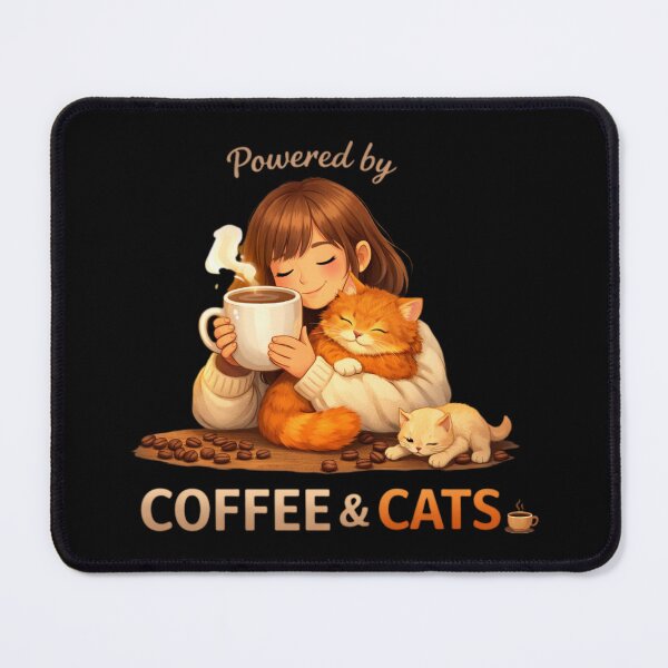 Item preview, Powered by Coffee and Cats Cozy Vibe designed and sold by Moody Vibes Studio.