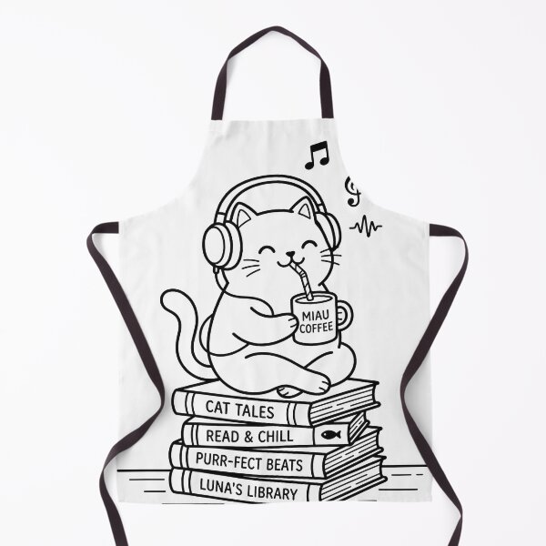 Item preview, Kawaii Cat with Headphones Drinking Coffee Sitting on Books - Aesthetic Lofi Cat Illustration for Cat Lovers designed and sold by seven things shop.
