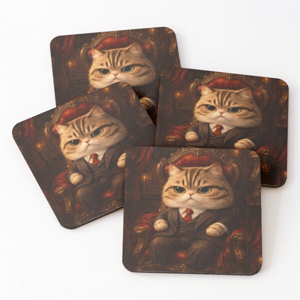 Item preview, Royal King Cat Throne Oil Painting designed and sold by CataosMeow.