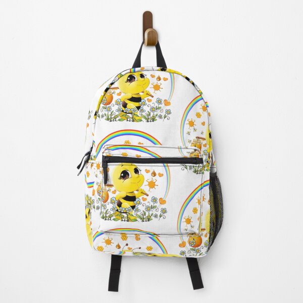 Item preview, Cute Cartoon Bee Collecting Honey Under Rainbow in a Cheerful Garden designed and sold by Love3Happy.