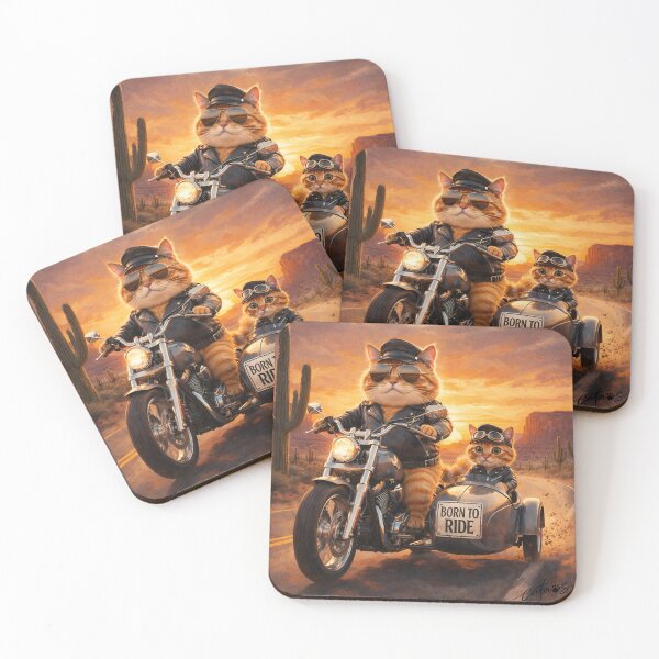 Item preview, Biker Cat Family Road Trip designed and sold by CataosMeow.