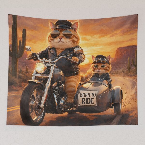 Item preview, Biker Cat Family Road Trip designed and sold by CataosMeow.