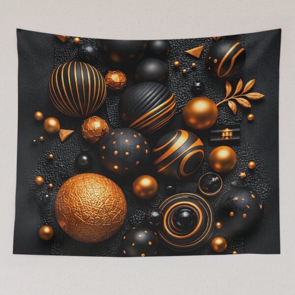 Item preview, Black and Orange Geometric Spheres Luxe Abstract Wall Art designed and sold by Kaleidoscope Print.
