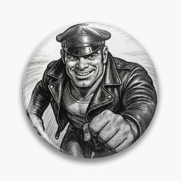 Item preview, Gay Leather Daddy On My Way Tom of Finland Tribute Charcoal Sketch Gay Pride Art Design designed and sold by ItsAKinkThing.