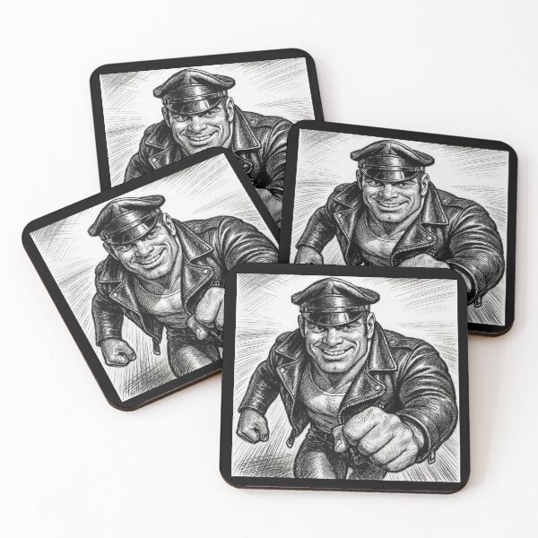 Item preview, Gay Leather Daddy On My Way Tom of Finland Tribute Charcoal Sketch Gay Pride Art Design designed and sold by ItsAKinkThing.