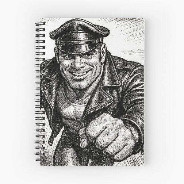 Item preview, Gay Leather Daddy On My Way Tom of Finland Tribute Charcoal Sketch Gay Pride Art Design designed and sold by ItsAKinkThing.